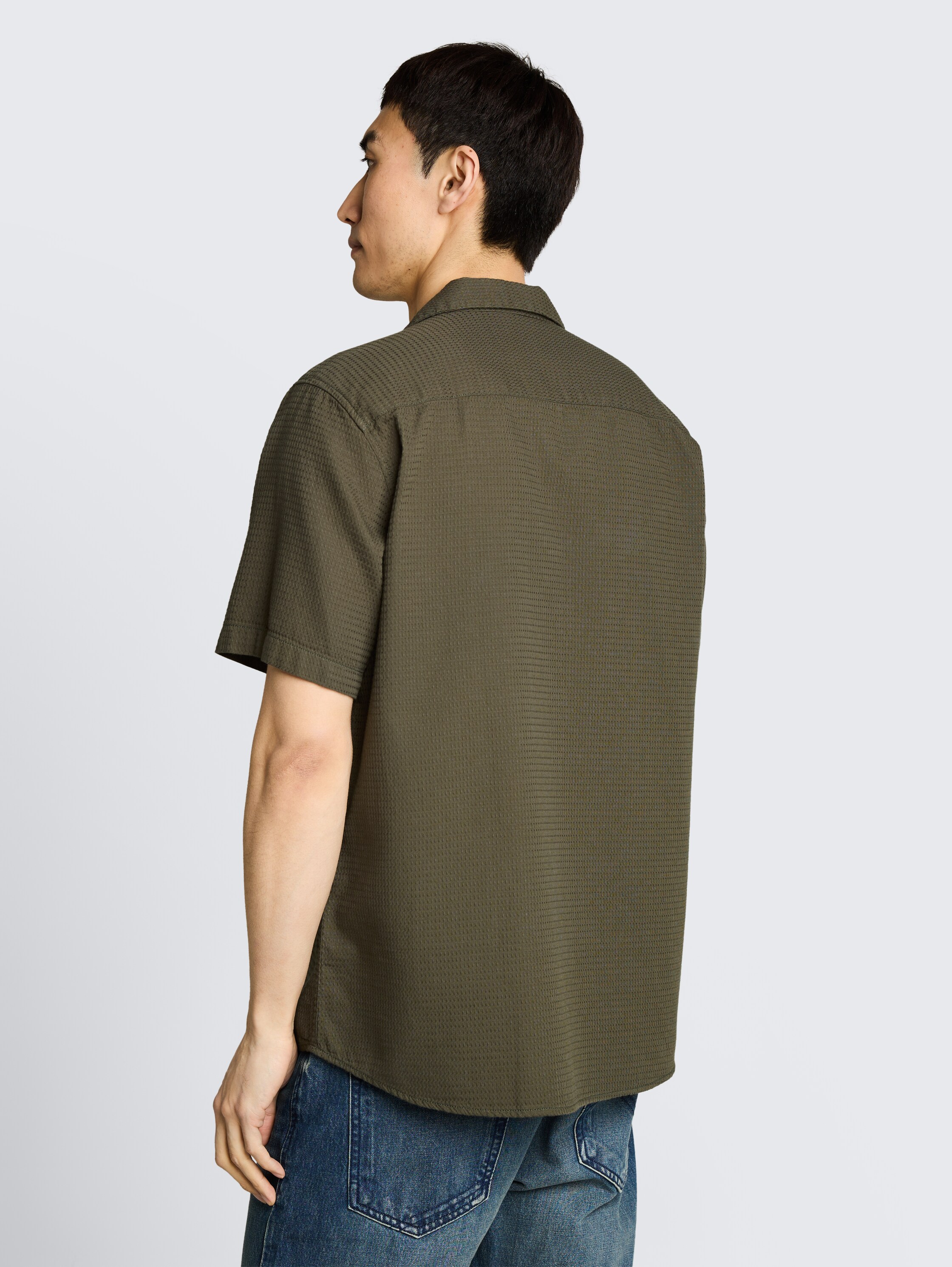 Regular fit resorthemd met wafelstructuur - deep_leaf_green - 