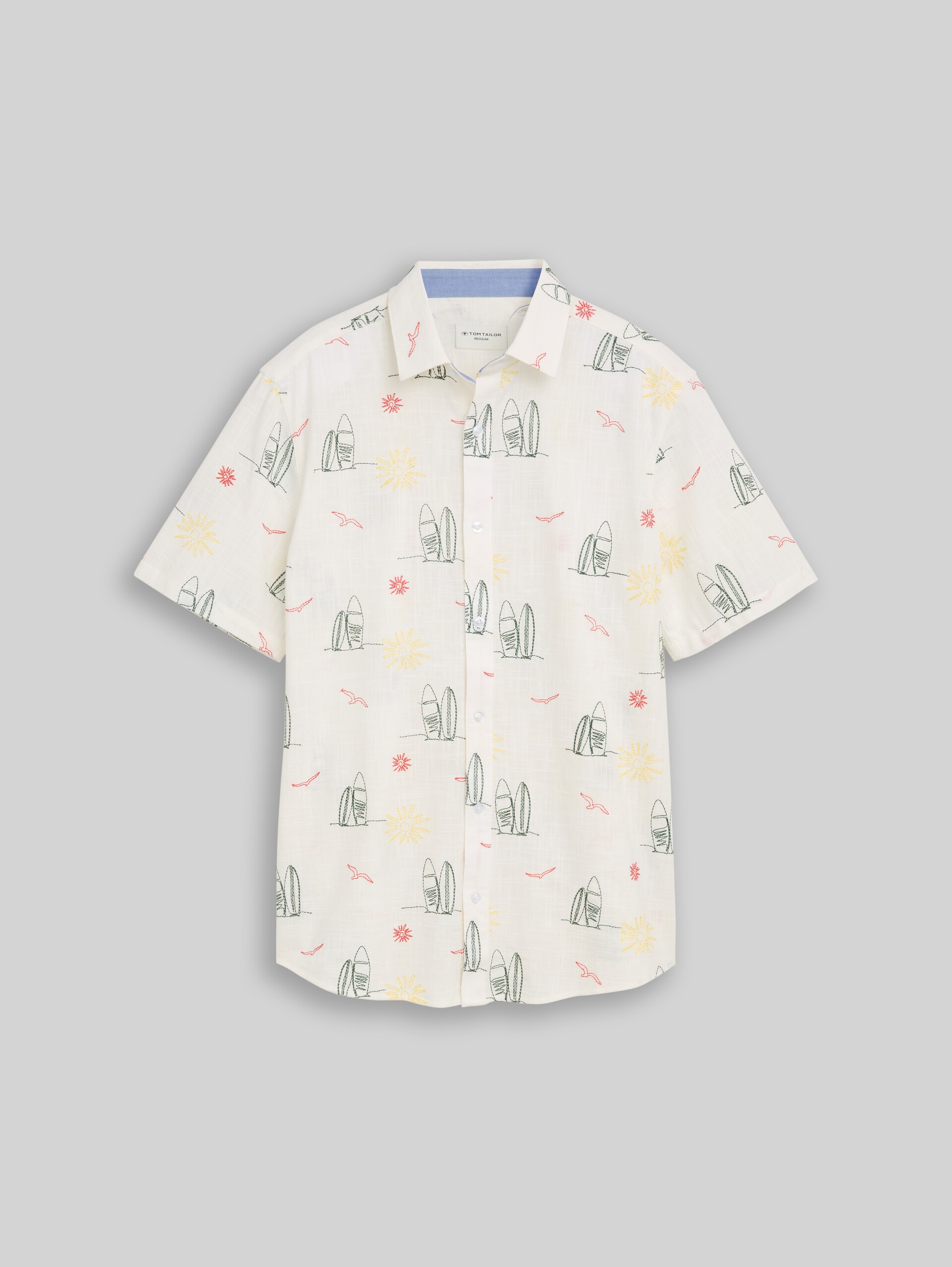 Regular Fit Kurzarmhemd mit Stickereien - summer surf design - Vorder-Produkt-Ansicht