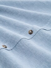 Regular Fit Kurzarmhemd mit Leinenanteil - bleeched blue chambray - Material-Ansicht