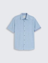 Regular Fit Kurzarmhemd mit Leinenanteil - bleeched blue chambray - Vorder-Produkt-Ansicht