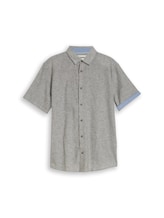 Niet geselecteerd, Regular fit overhemd met korte mouwen en linnen door Tom Tailor, groen