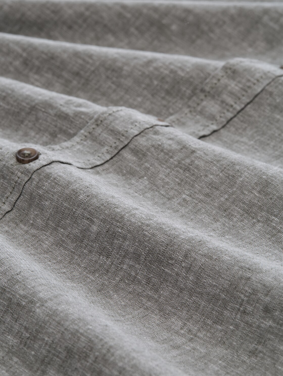 Regular fit overhemd met korte mouwen en linnen - faded leaf green chambray - Materiaalweergave