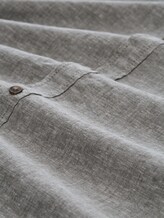 Regular Fit Kurzarmhemd mit Leinenanteil - faded leaf green chambray - Material-Ansicht