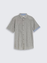Regular Fit Kurzarmhemd mit Leinenanteil - faded leaf green chambray - Vorder-Produkt-Ansicht