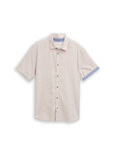 Niet geselecteerd, Regular fit overhemd met korte mouwen en linnen door Tom Tailor, beige