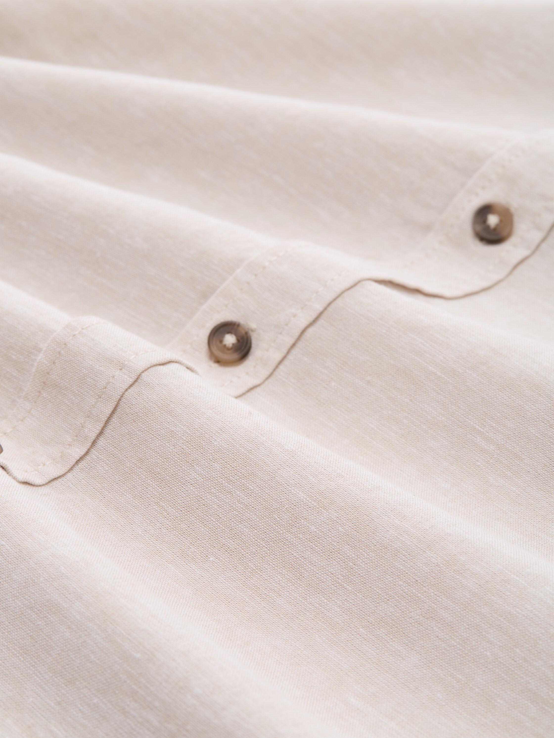 Regular Fit Kurzarmhemd mit Leinenanteil - cashew_beige_chambray - 