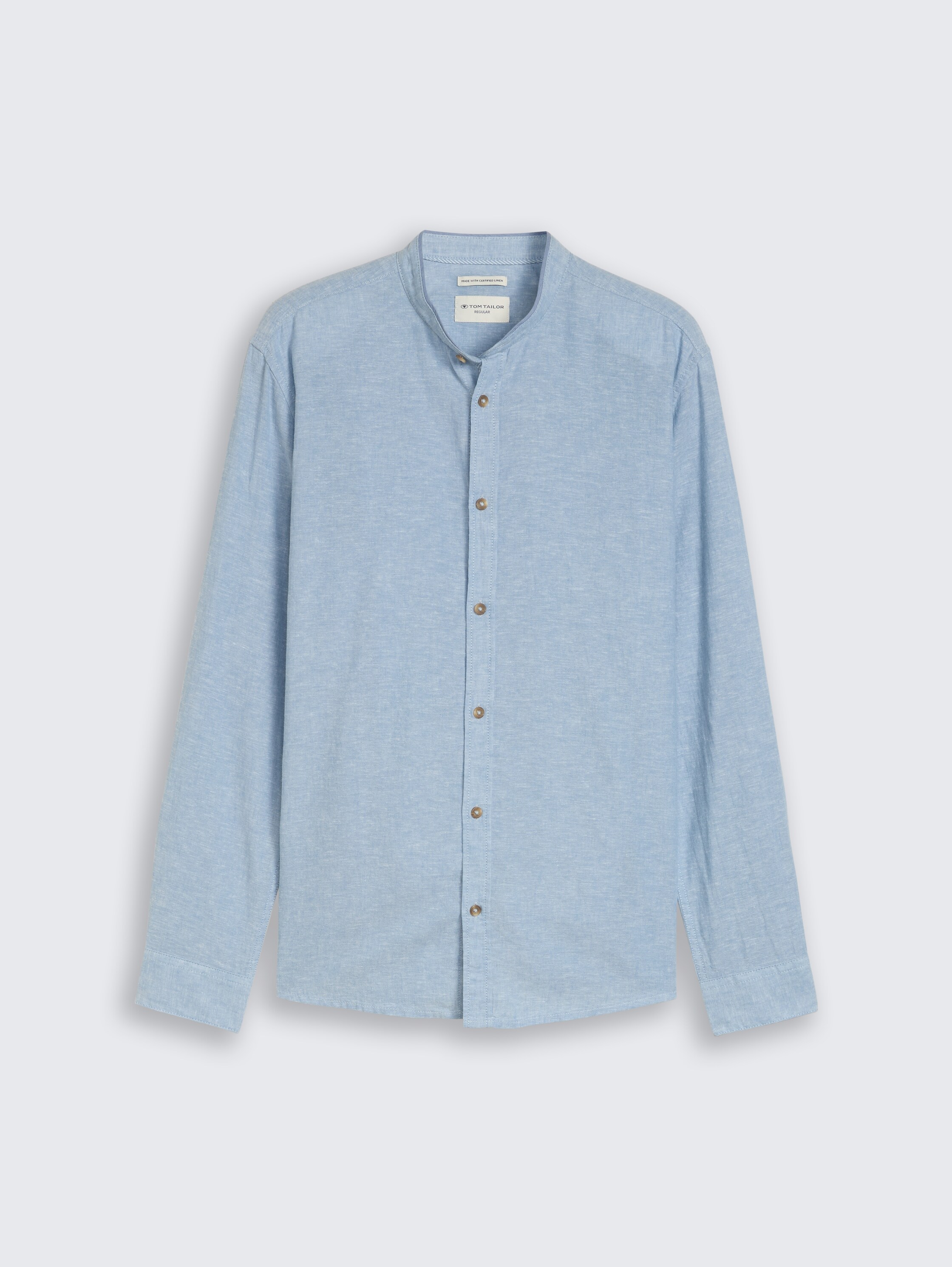 Regular Fit Hemd mit Leinenanteil - bleeched_blue_chambray - 