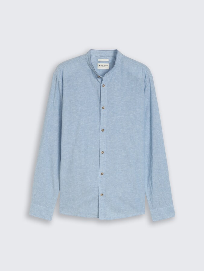 Regular Fit Hemd mit Leinenanteil von Men, bleeched blue chambray