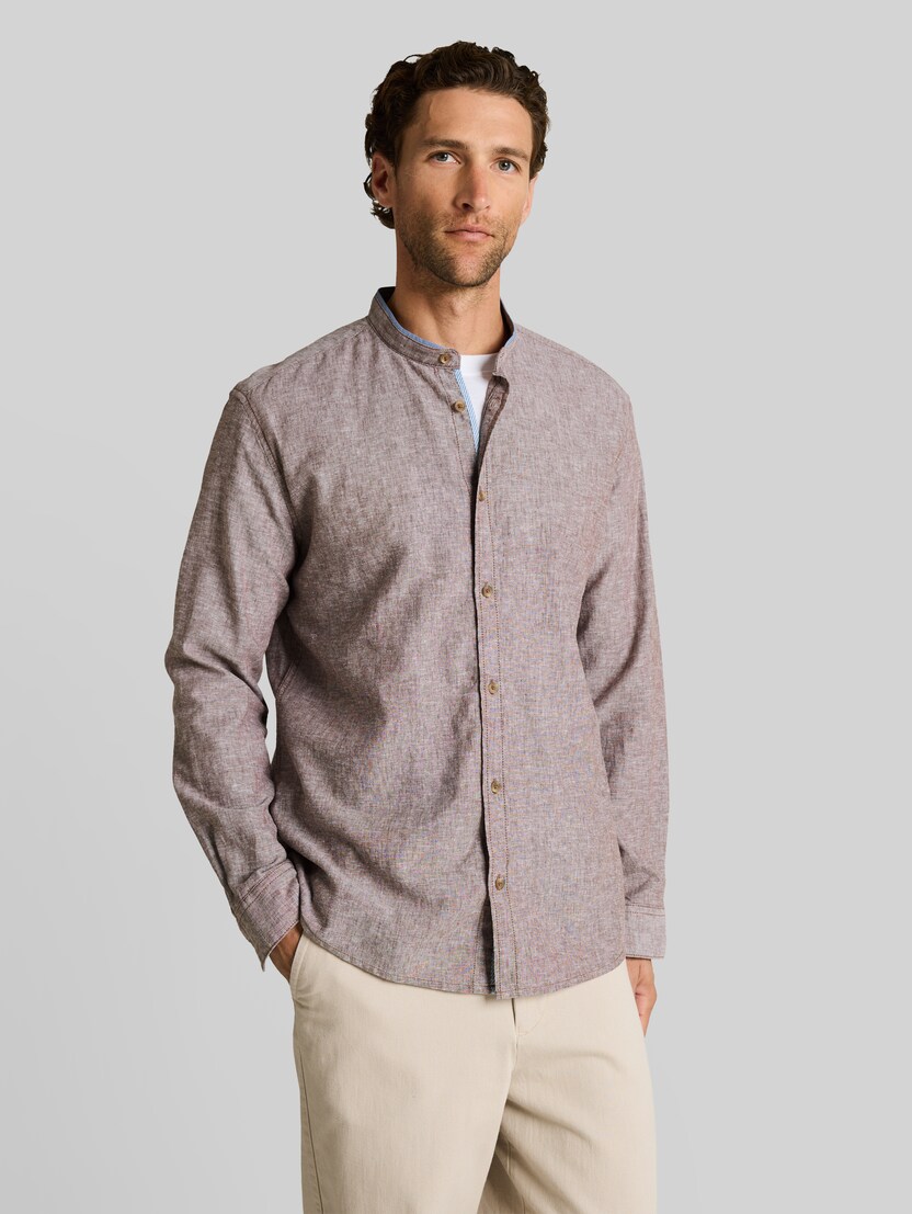 Regular Fit Hemd mit Leinenanteil von Men, rocky brown chambray