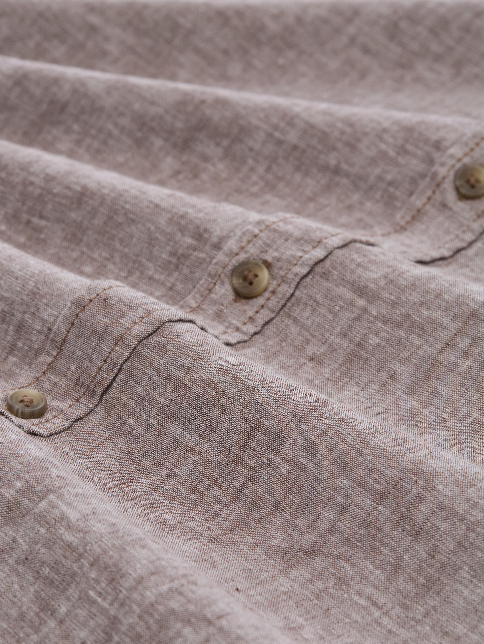Regular Fit Hemd mit Leinenanteil - rocky brown chambray - Material-Ansicht