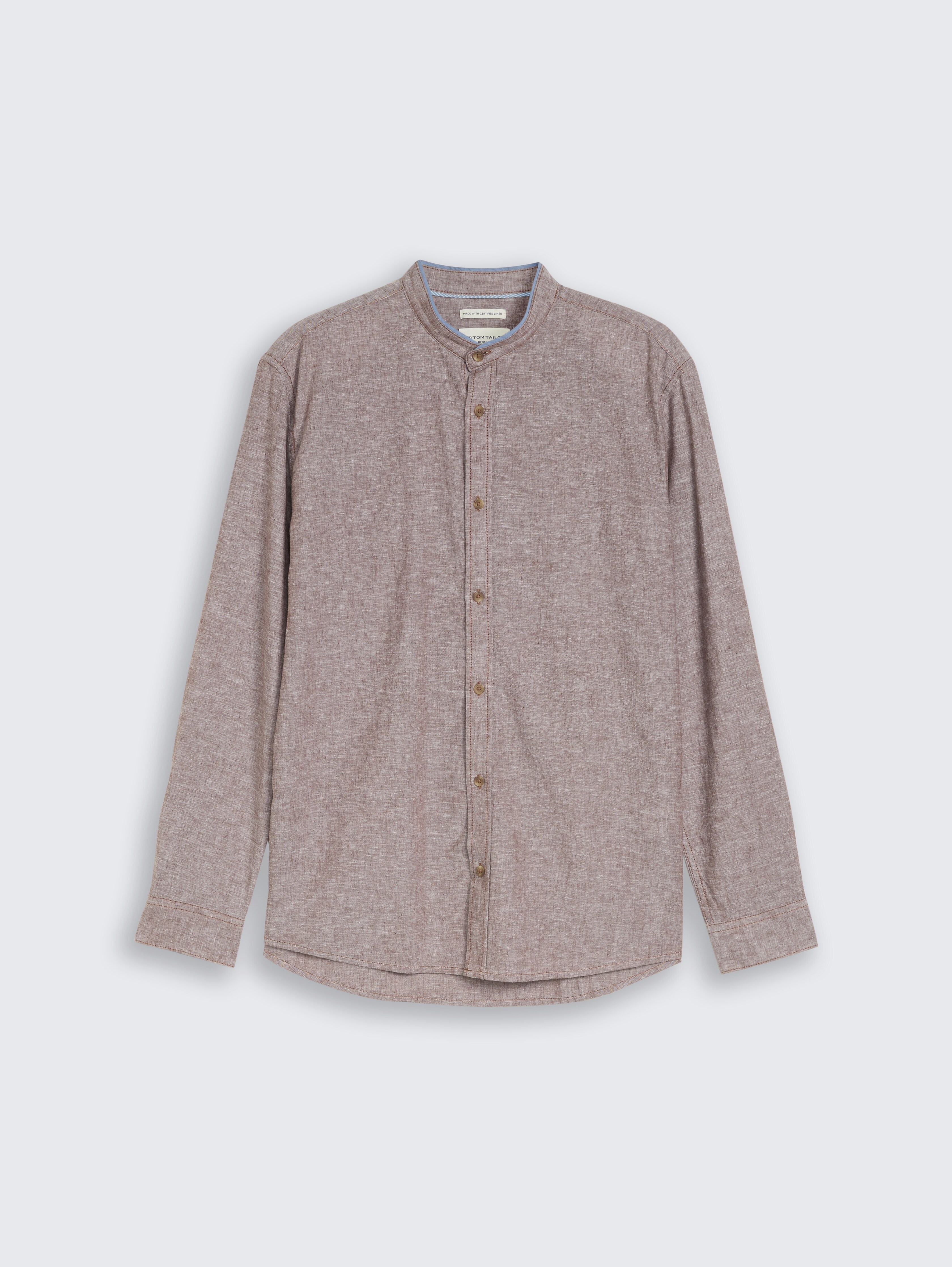 Regular fit overhemd met linnen door Men, rocky brown chambray