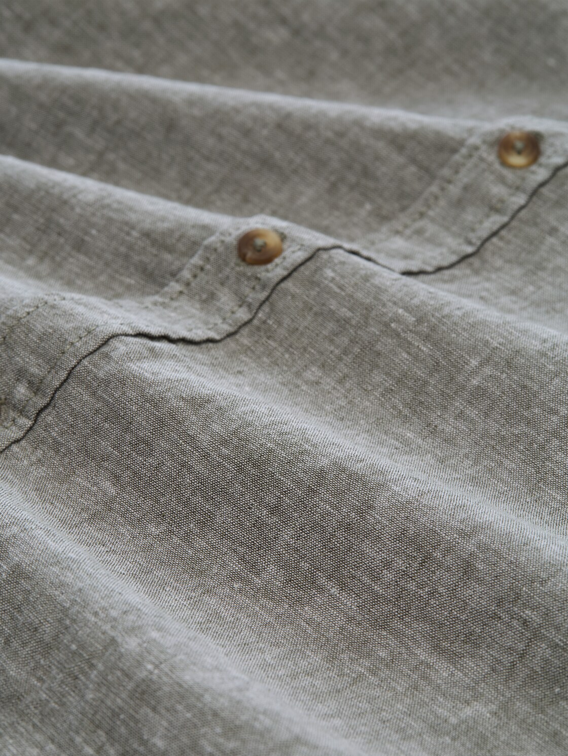 Regular Fit Hemd mit Leinenanteil - faded leaf green chambray - Material-Ansicht