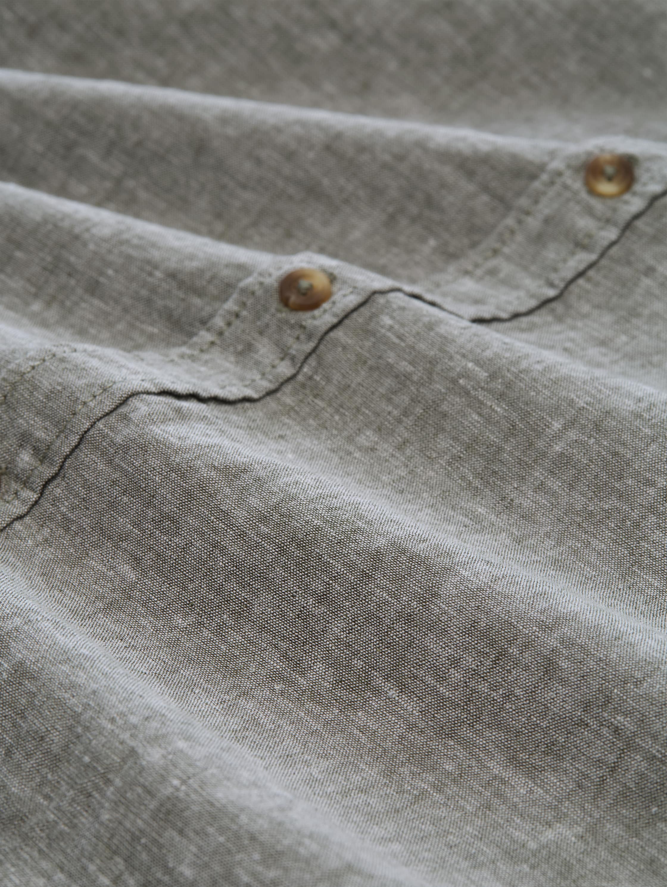 Regular fit overhemd met linnen - faded_leaf_green_chambray - 