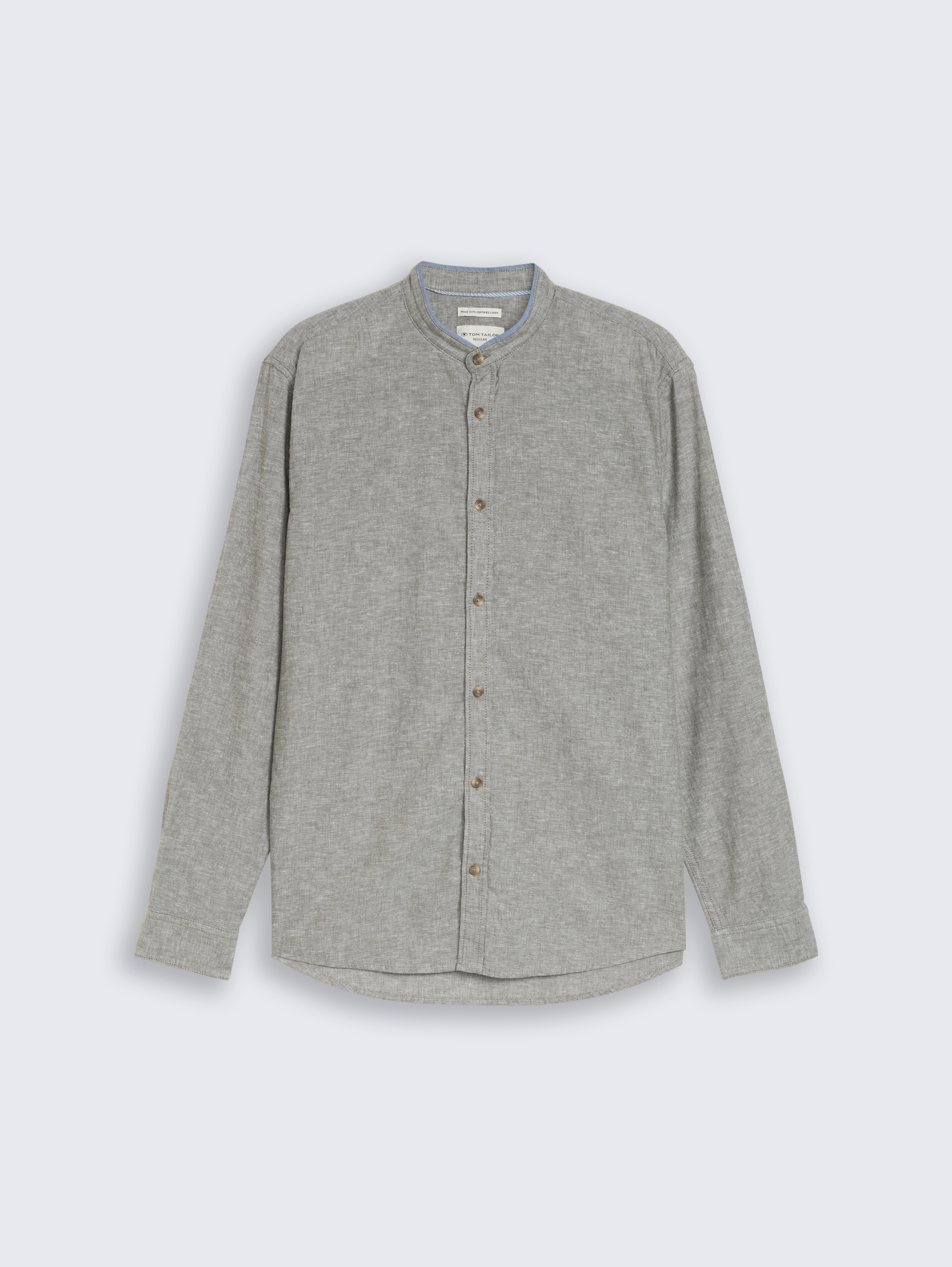 Regular fit overhemd met linnen door Men, faded leaf green chambray