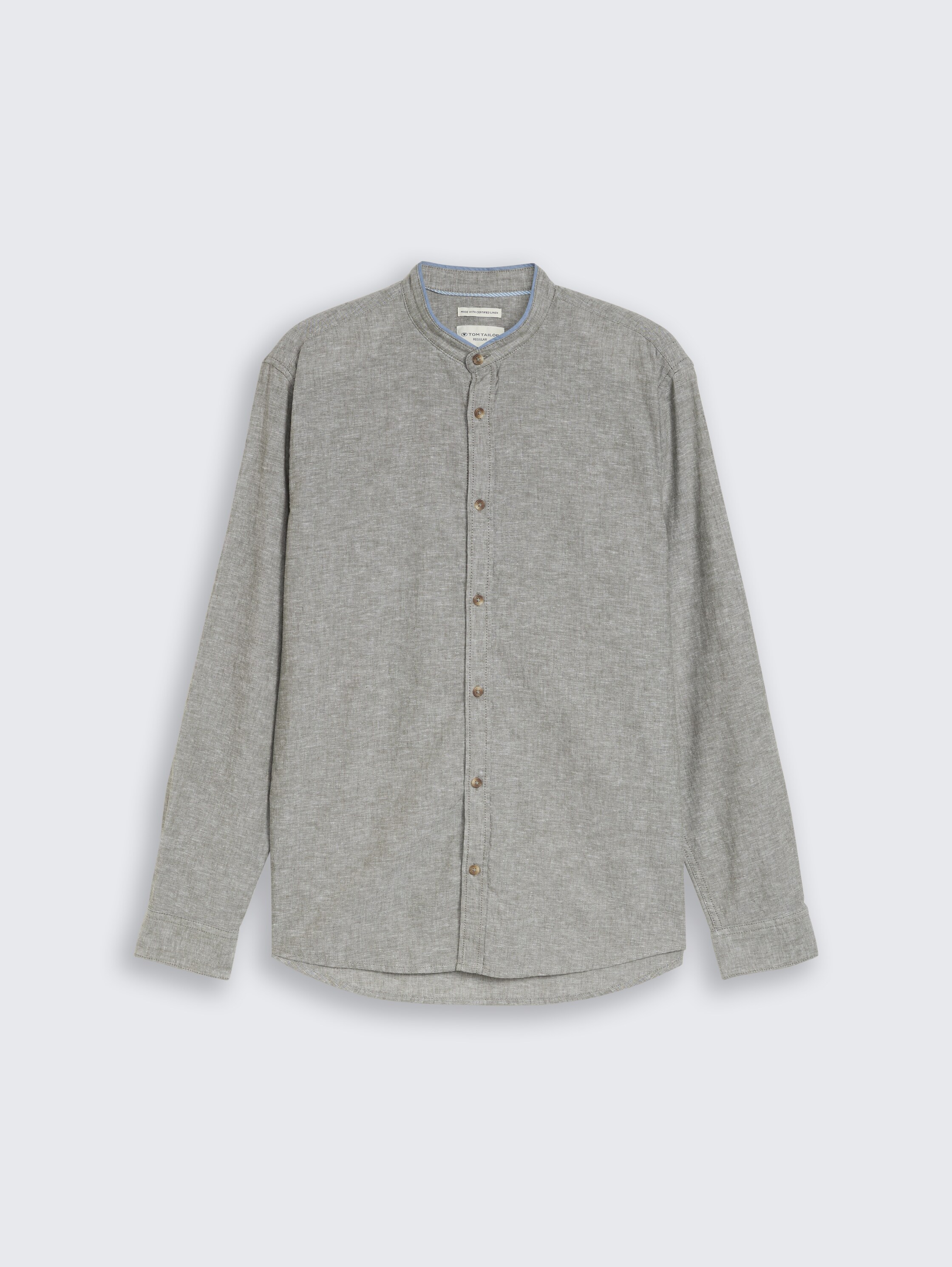 Regular fit overhemd met linnen - faded_leaf_green_chambray - 