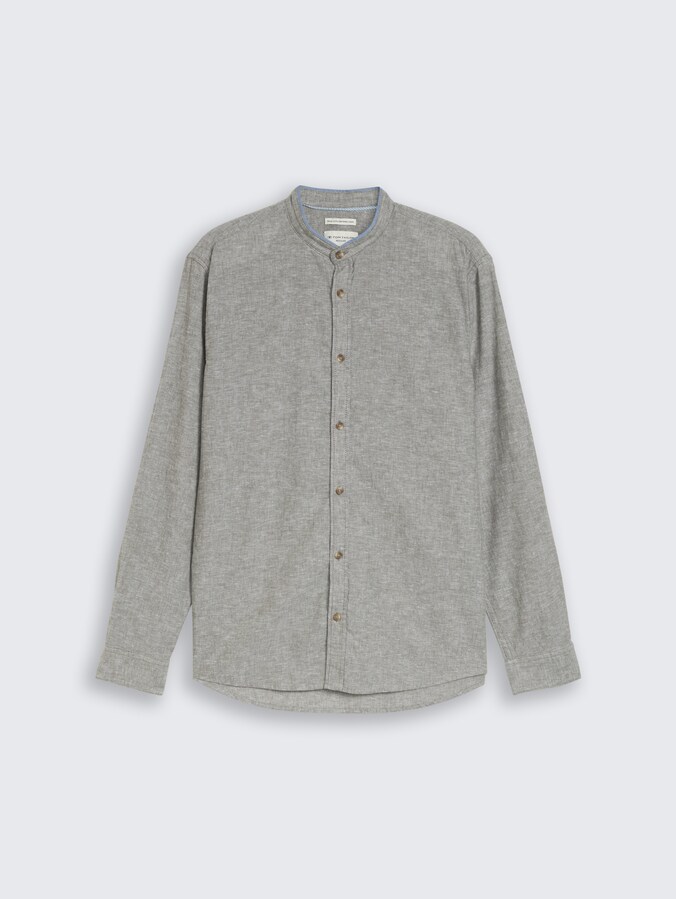 Regular Fit Hemd mit Leinenanteil von Men, faded leaf green chambray