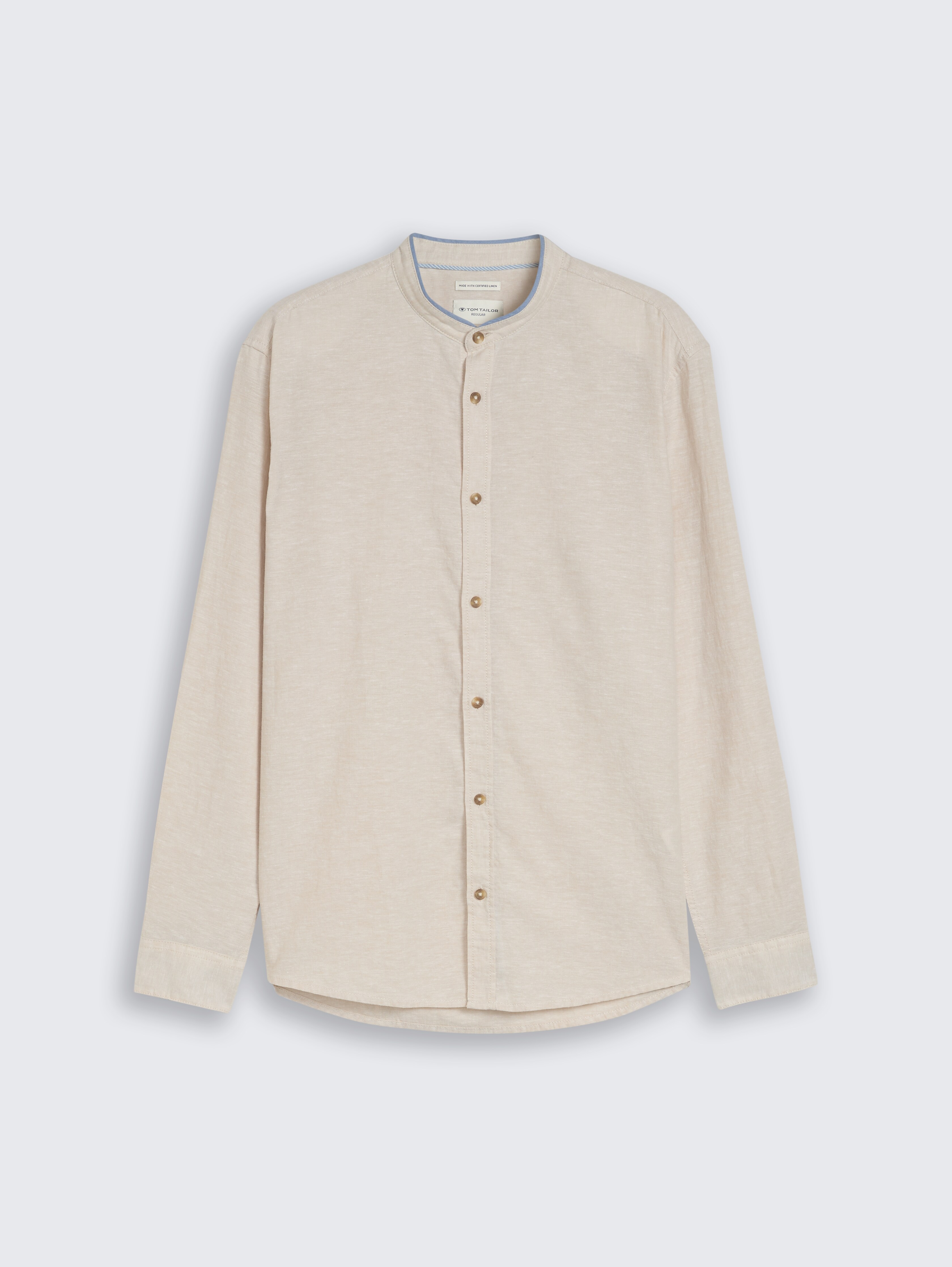 Regular fit overhemd met linnen door Men, cashew beige chambray