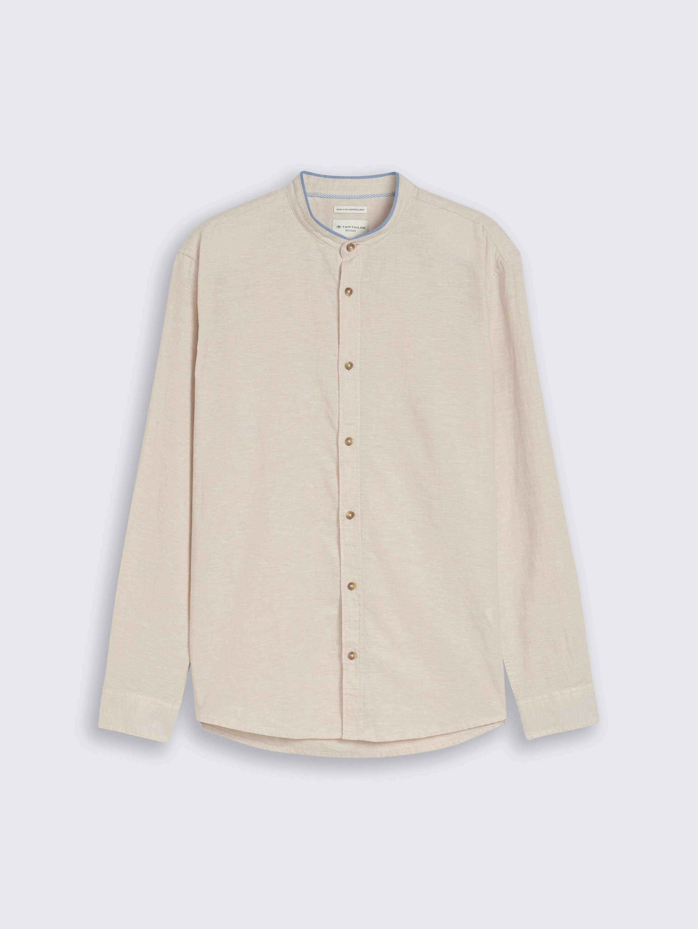 Regular fit overhemd met linnen - cashew_beige_chambray - 