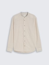 Overhemd met normale pasvorm en linnenmix - cashew beige chambray - Product vooraanzicht