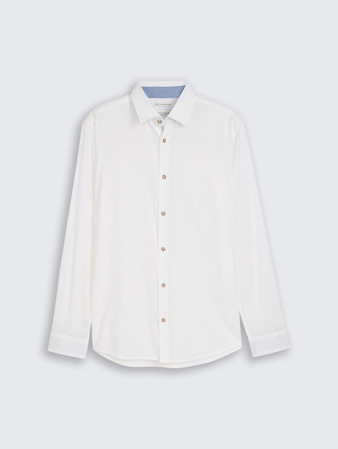 Regular Fit Hemd mit Leinenanteil - White - Vorder-Produkt-Ansicht