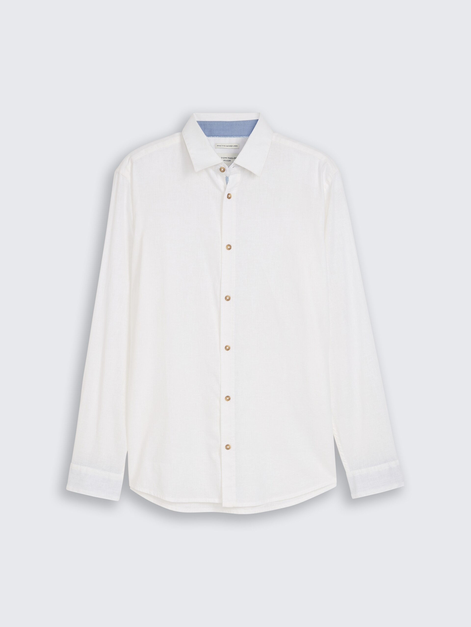 Regular Fit Hemd mit Leinenanteil - White - Vorder-Produkt-Ansicht