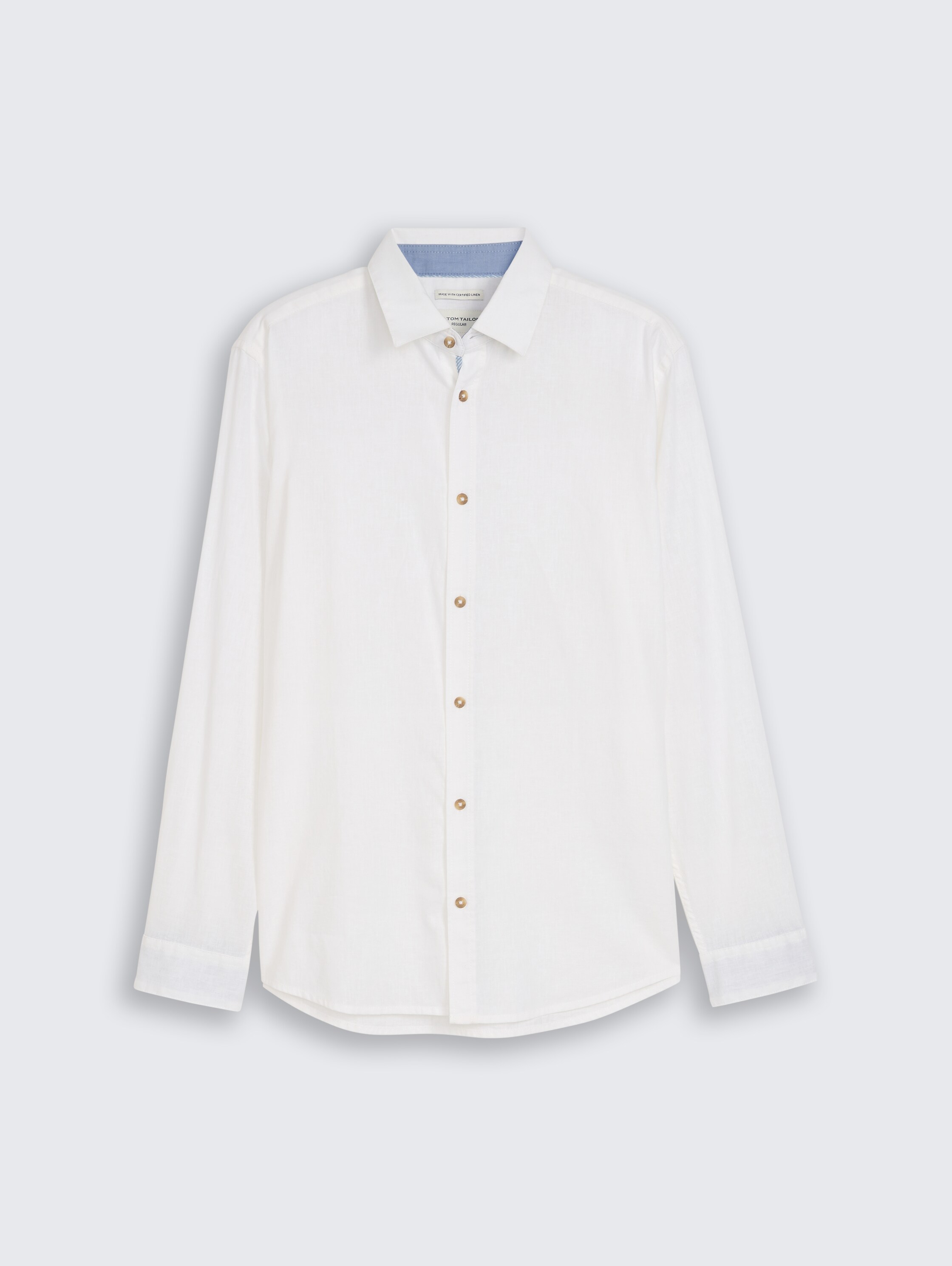 Regular Fit Hemd mit Leinenanteil - white - 