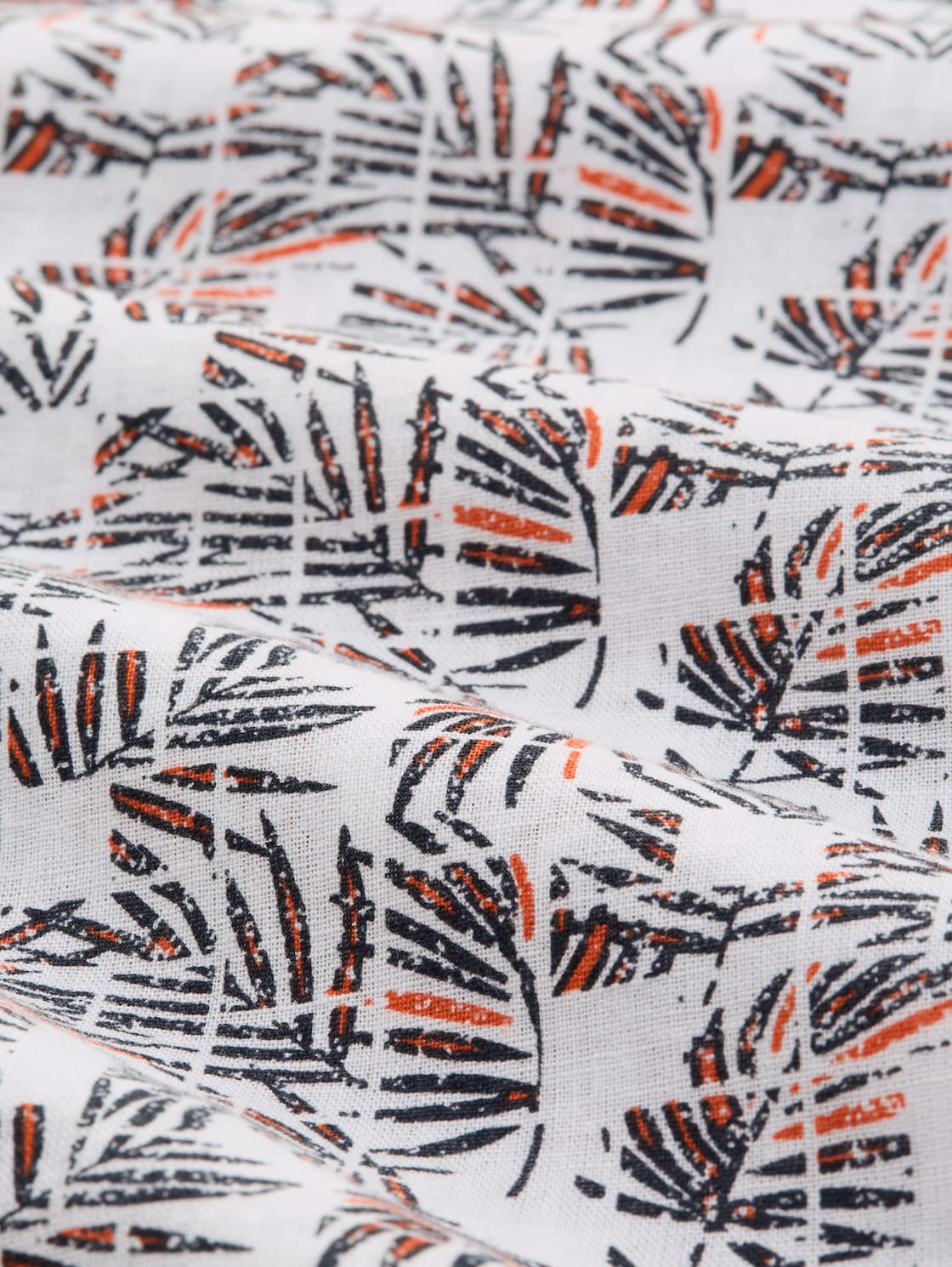 Regular Fit Kurzarmhemd mit Leinenanteil - white palm tree design - Material-Ansicht