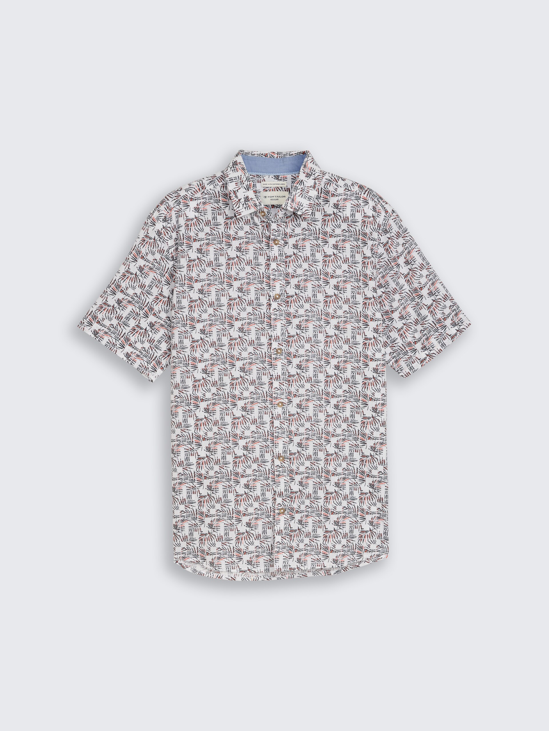 Chemise à manches courtes coupe regular avec un mélange de lin - white palm tree design - Vue de face du produit