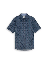 Ausgewählt, Regular Fit Kurzarmhemd mit Leinenanteil von Tom Tailor, blau