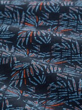 Regular Fit Kurzarmhemd mit Leinenanteil - blue palm tree design - Material-Ansicht