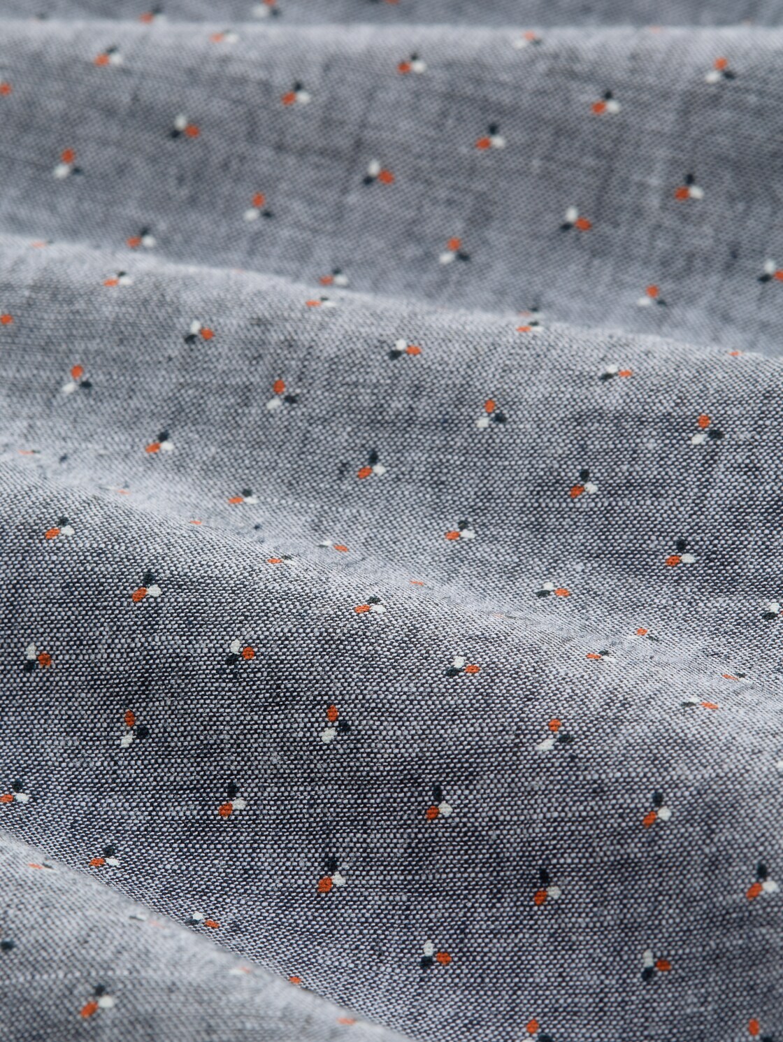 Regular fit overhemd met korte mouwen en linnen - navy design - Materiaalweergave