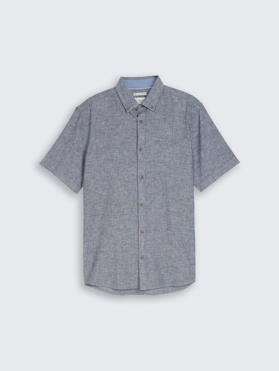 Regular fit overhemd met korte mouwen en linnen - navy design - Product vooraanzicht