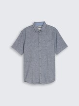 Regular Fit Kurzarmhemd mit Leinenanteil - navy design - Vorder-Produkt-Ansicht