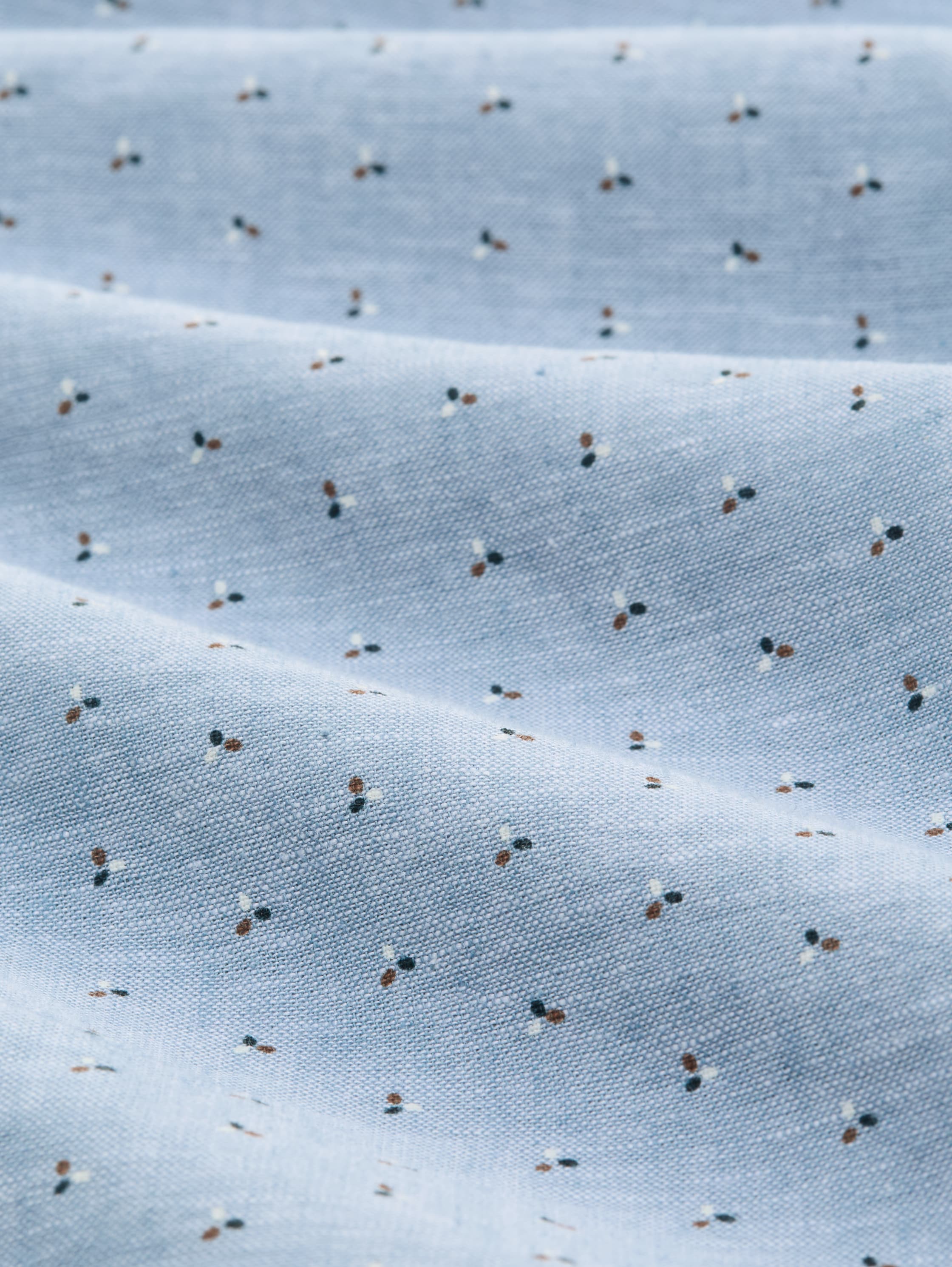 Regular Fit Kurzarmhemd mit Leinenanteil - bleeched_blue_design - 