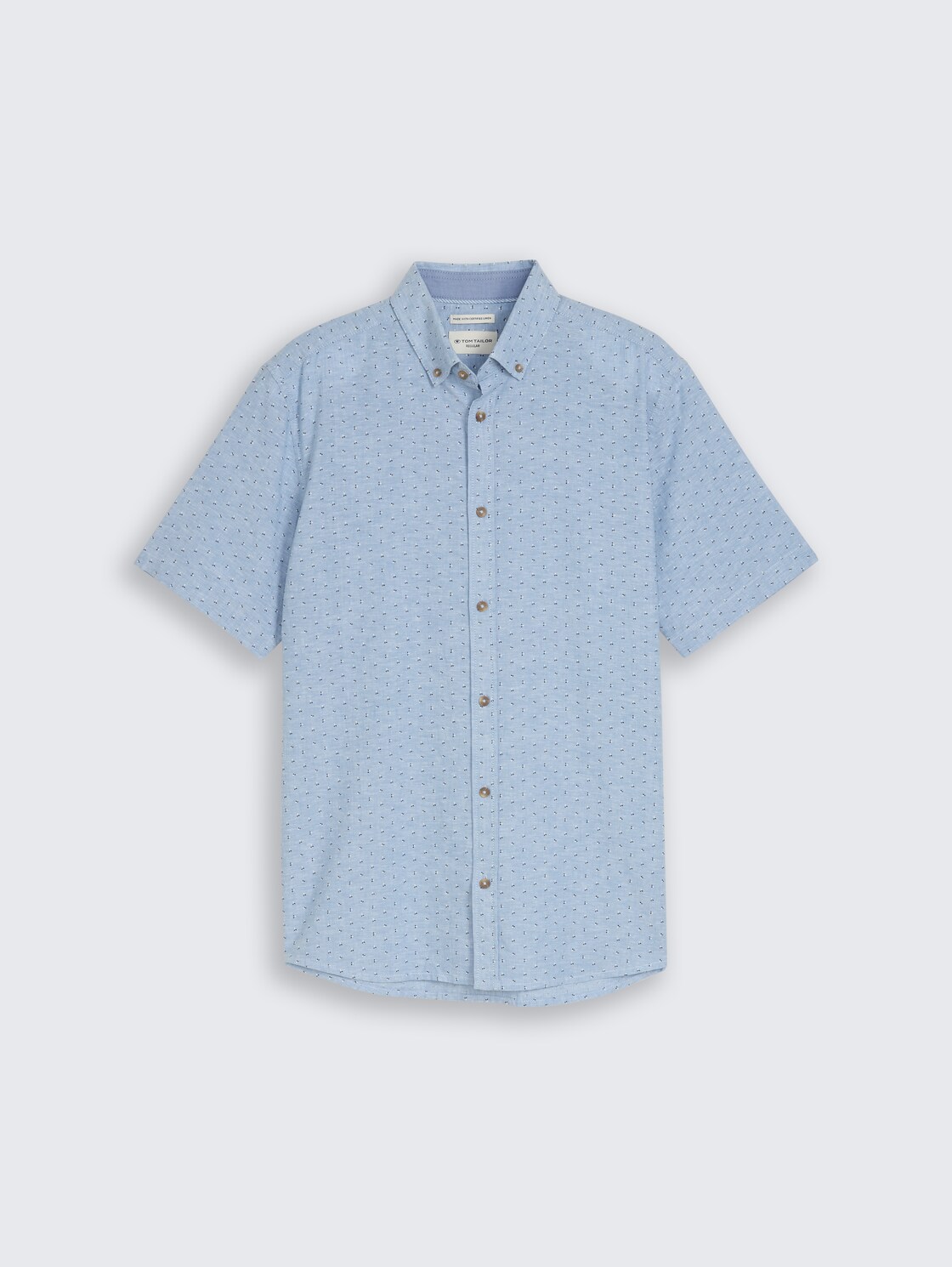 Regular Fit Kurzarmhemd mit Leinenanteil - bleeched blue design - Vorder-Produkt-Ansicht