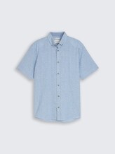 Regular Fit Kurzarmhemd mit Leinenanteil - bleeched blue design - Vorder-Produkt-Ansicht
