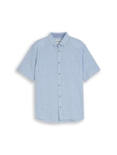 Ausgewählt, Regular Fit Kurzarmhemd mit Leinenanteil von Tom Tailor, blau