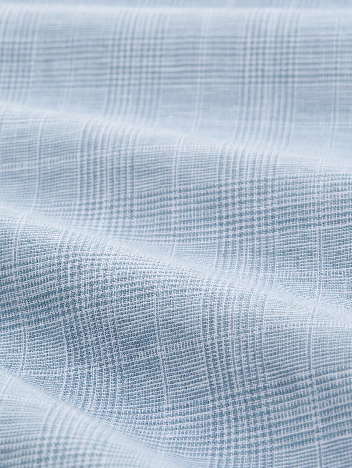 Regular Fit Kurzarmhemd mit Leinenanteil - bleeched blue check - Material-Ansicht