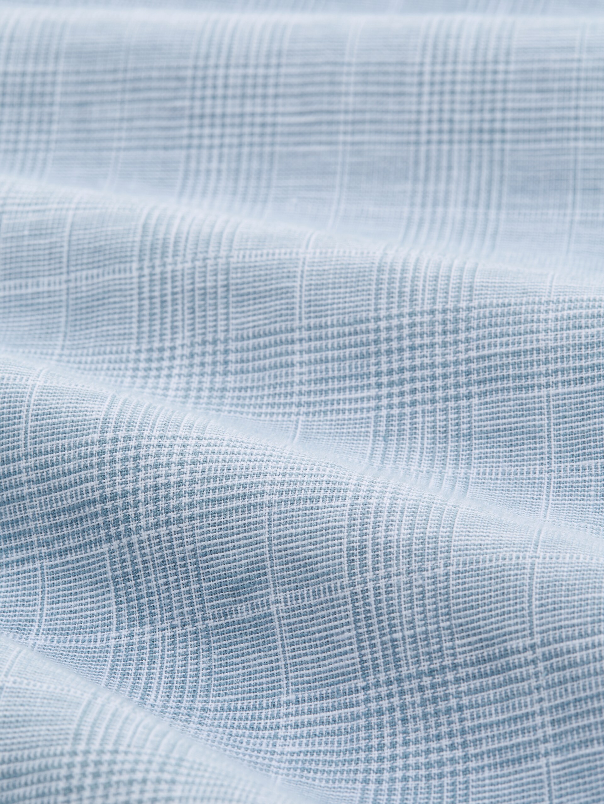 Chemise à manches courtes coupe regular avec un mélange de lin - bleeched blue check - Vue de la matière