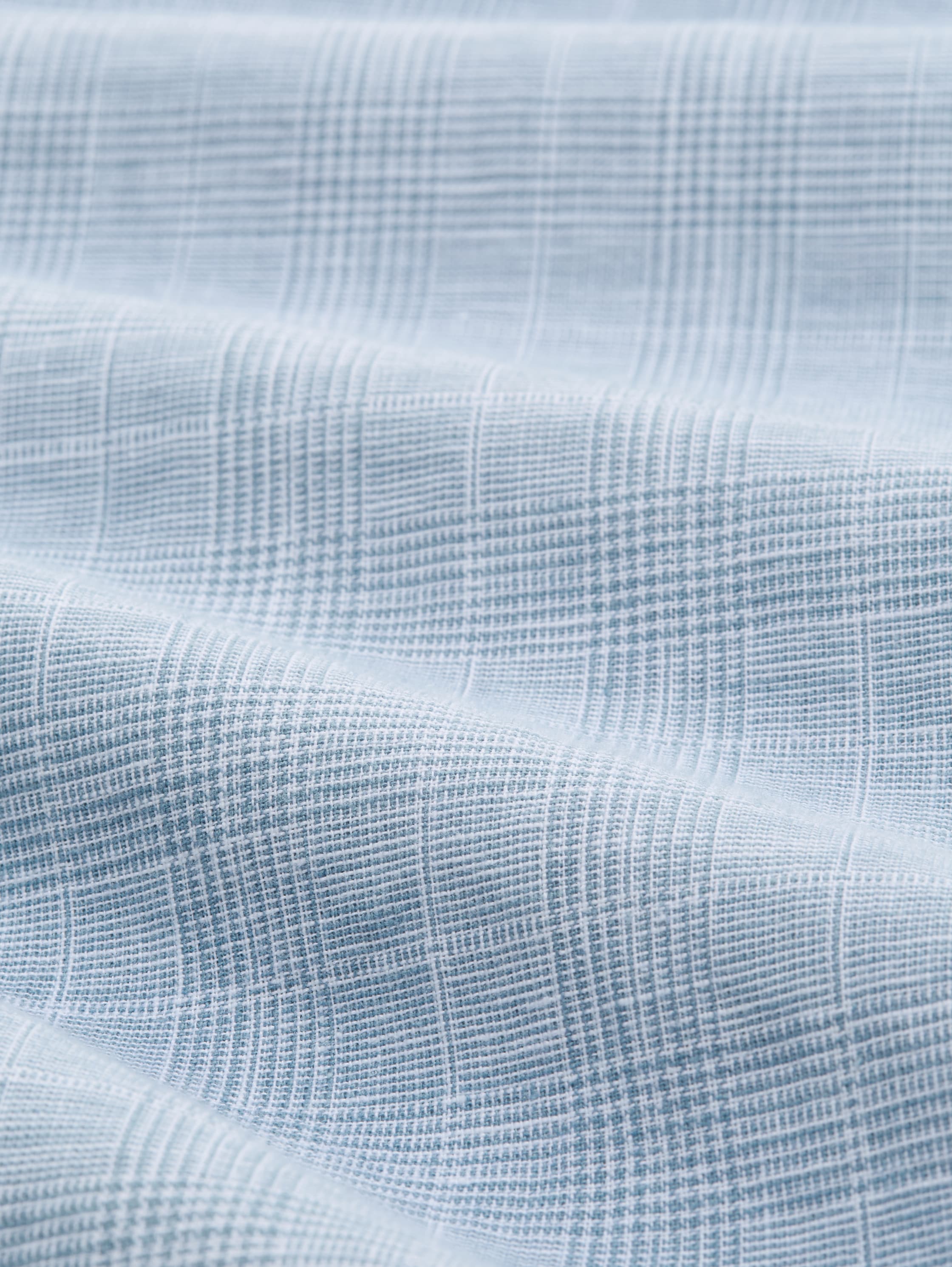 Regular Fit Kurzarmhemd mit Leinenanteil - bleeched_blue_check - 