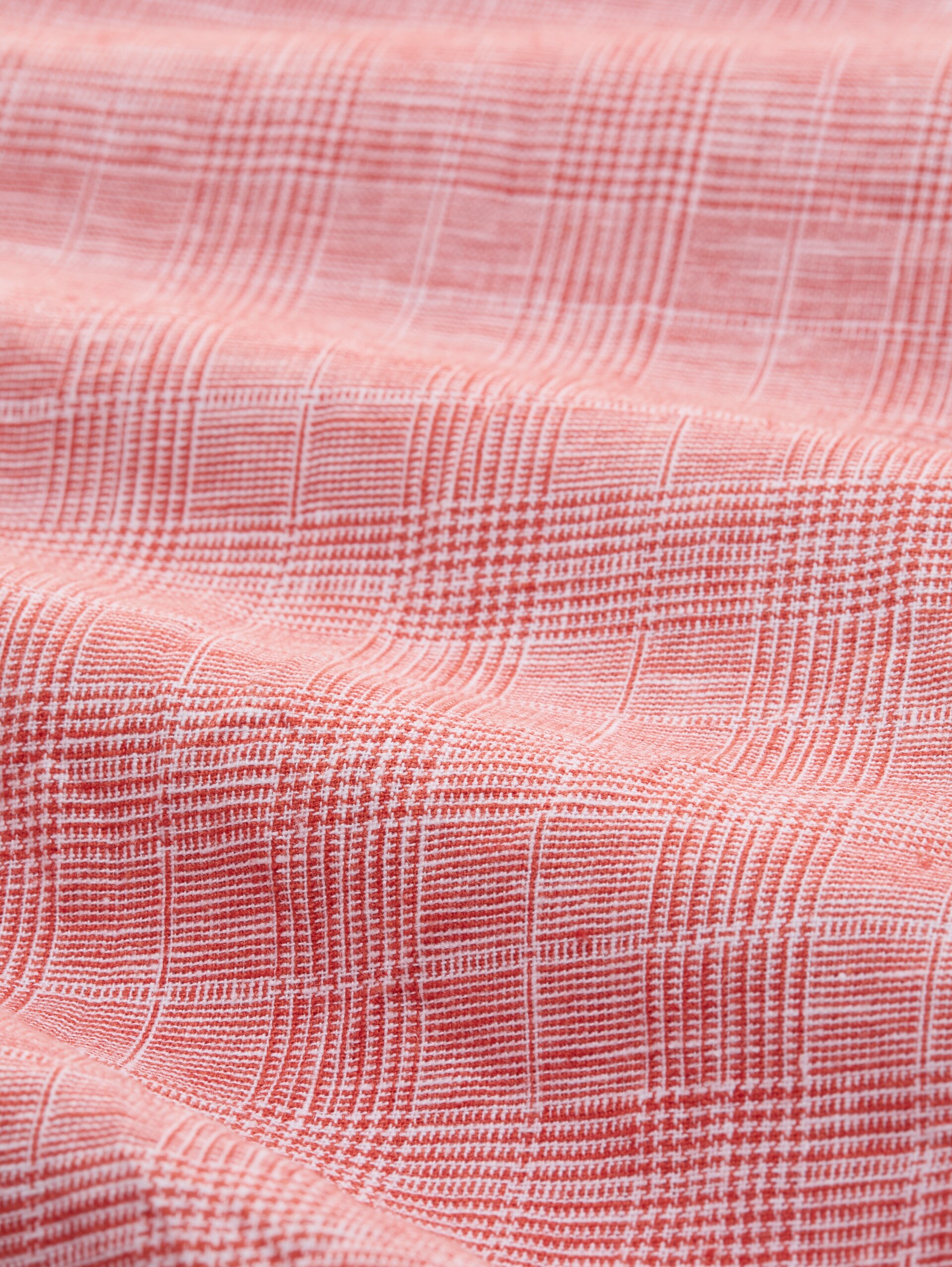 Chemise à manches courtes coupe regular avec un mélange de lin - chili orange check - Vue de la matière