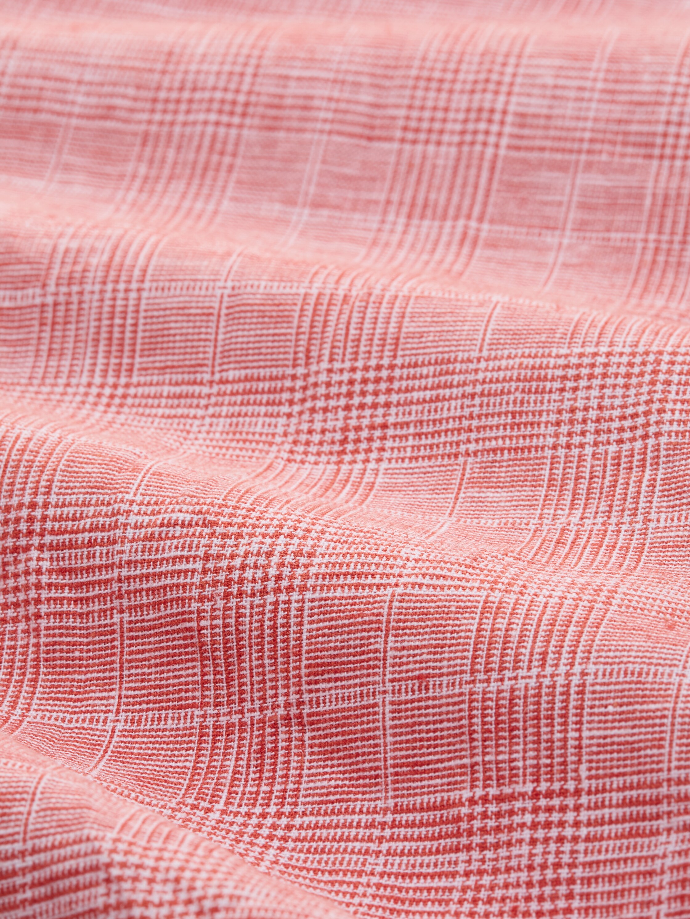 Regular Fit Kurzarmhemd mit Leinenanteil - chili_orange_check - 