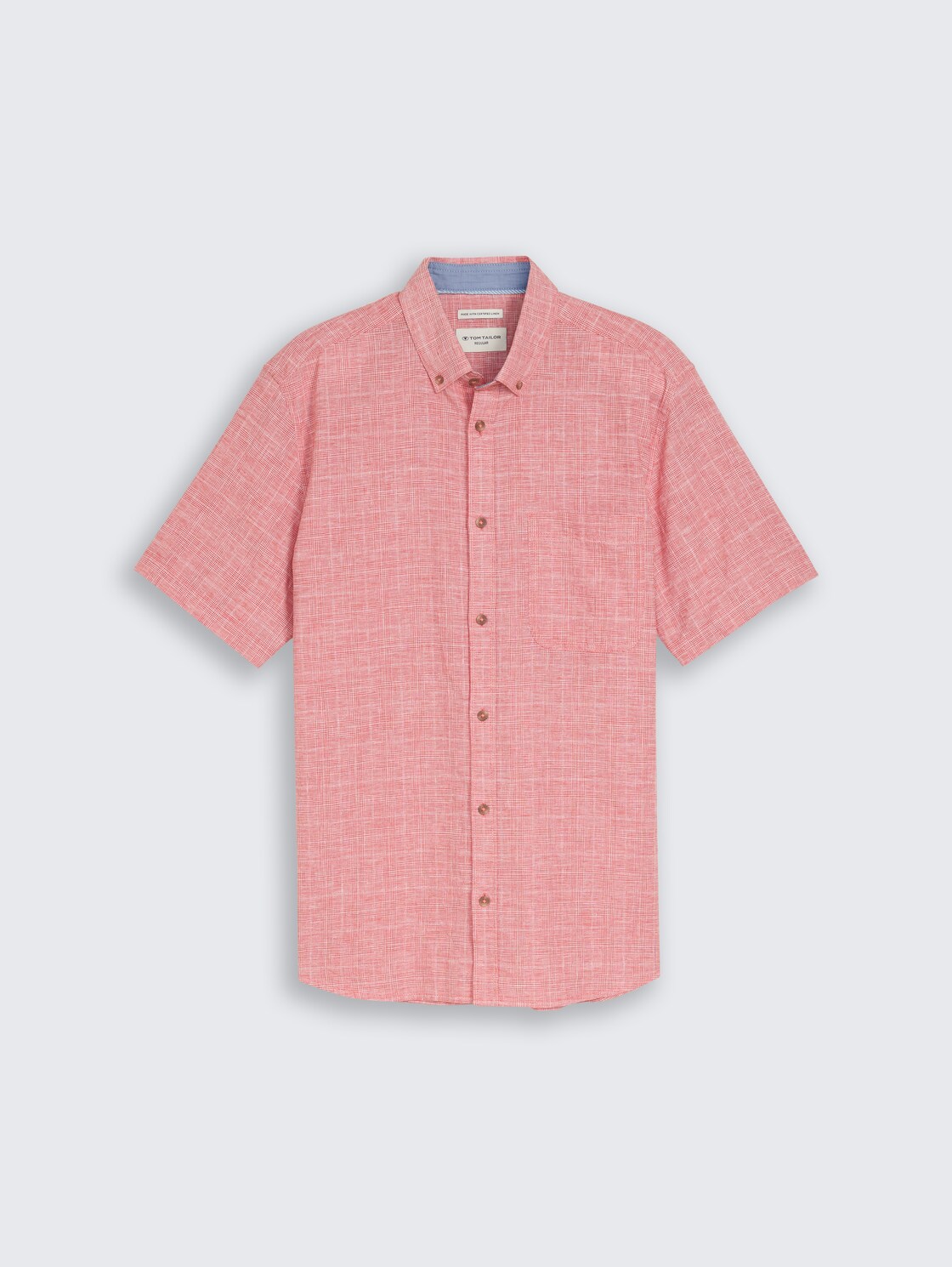 Regular Fit Kurzarmhemd mit Leinenanteil - chili orange check - Vorder-Produkt-Ansicht