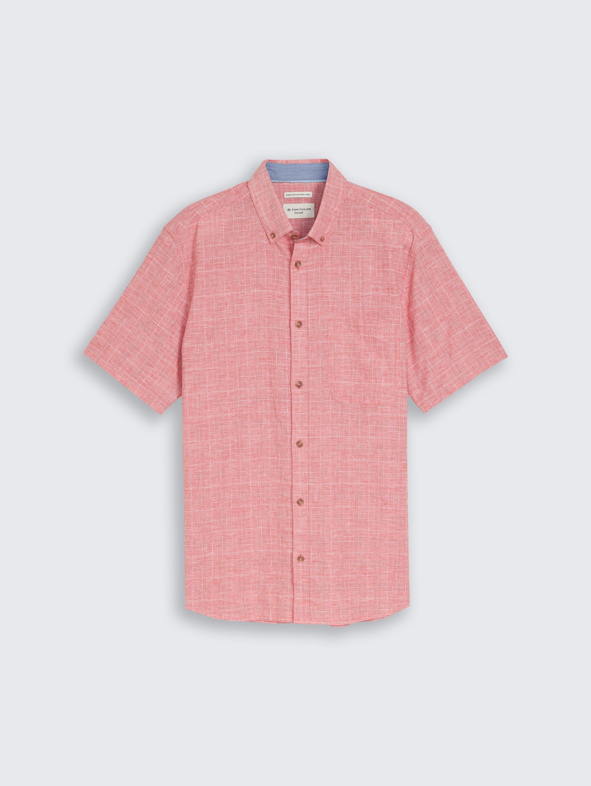 Chemise à manches courtes coupe regular avec un mélange de lin - chili orange check - Vue de face du produit