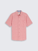 Regular Fit Kurzarmhemd mit Leinenanteil - chili orange check - Vorder-Produkt-Ansicht