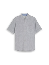 Nicht ausgewählt, Regular Fit Kurzarmhemd mit Leinenanteil von Tom Tailor, blau