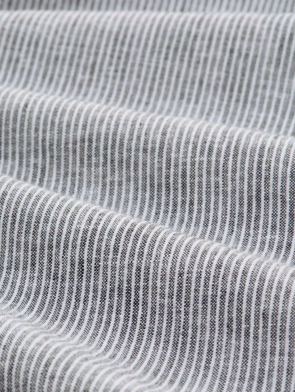 Regular Fit Kurzarmhemd mit Leinenanteil - navy white small stripe - Material-Ansicht