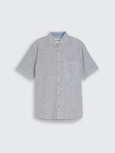 Regular Fit Kurzarmhemd mit Leinenanteil - navy white small stripe - Vorder-Produkt-Ansicht