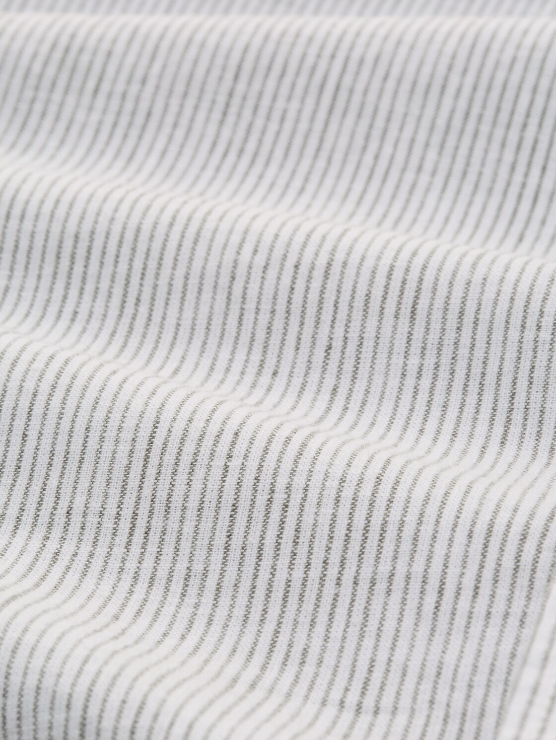 Regular Fit Kurzarmhemd mit Leinenanteil - white leaf green small stripe - Material-Ansicht