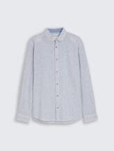 Overhemd met normale pasvorm en linnenmix - white navy small stripe - Product vooraanzicht